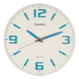 Casio IQ-1009J-7JF Wall Clock, Radio Watch, White, Analog, Nighttime Second Hand Stop, Function