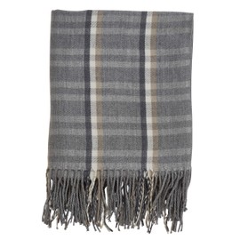 SARO LIFESTYLE Sevan Collection Plaid Design Throw Blanket, Grey