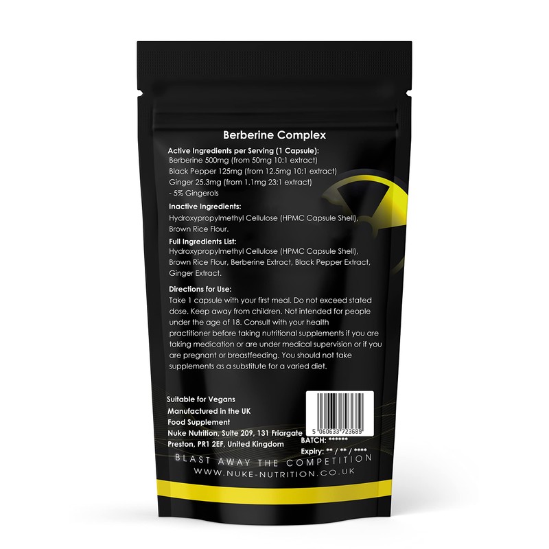 Nuke Nutrition Berberine Supplement 500mg | 120 Capsules