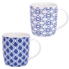 Flanacom Set of 4 Boho Coffee Cups, Large Oriental Design Coffee Cups 300 ml, High-Quality Tea Cups with Fine Print, Dishwasher Safe Ceramic, Gift for Women Mothers
