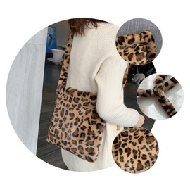 SAFIGLE Pack of 2 Shoulder Bag with Leopard Print Fluffy Shoulder Bag Shoulder Bag for Women Shoulder Backpack for Women Bag Girls Plush Miss Bags, brown