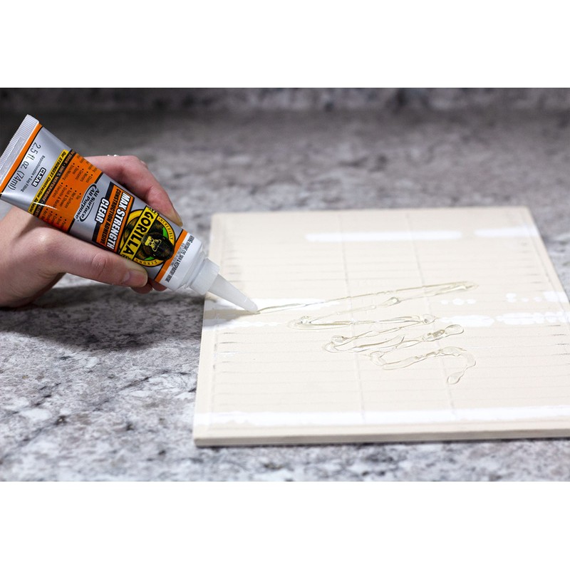 Gorilla Max Strength Construction Adhesive, Clear Glue, 2.5 Ounce Squeeze