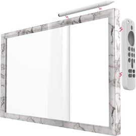 HOOKMEMO Decorative Frame for echo Show 15,Change the frame colour of echo show 15, Also, echo show 15's screen protector, stylus pen, and remote case covers. (white marble)