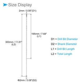 CoCud Extra Long Twist Drill Bits, 2mm Drill Bit Diameter 300mm Total Length, High Speed Steel Twist Drill Bit - (Applications: for Hardened Metal Woodwork Plastic Aluminum), 4-Pieces