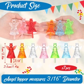 Roowest 8 Pack Christmas Multicolor Ceramic Angel Tree Topper Angel for Christmas Ceramic Tree Replacement Lights Multicolor Lovely Topper for Xmas Treetops Replacement