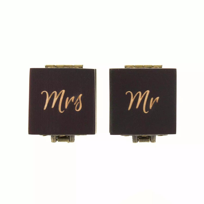 Ella Celebration 2pc Wood Ring Boxes for Wedding Ceremony Elegant