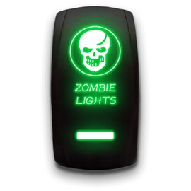 Zombie Lights - Green - Laser Etched Toggle Switch 20A 12V - Vertical Rocker Switch 5-Pin DPST