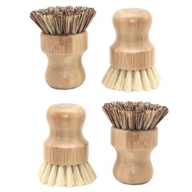 4Pcs Natural Dish Brush Scrubber, Bamboo Dish Scrub Brushes Kitchen Washing Up Brush for Cleaning Pots Pans Vegetables