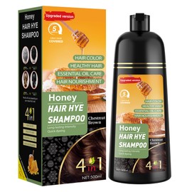 XYZCREATIVE Chestnut Brown Hair Dye Shampoo 3 in 1 for Women & Men 100% Gray Hair Coverage - Herbal Ingredients Natural Plant Hair Color - Hair Dye in Minutes 500ML