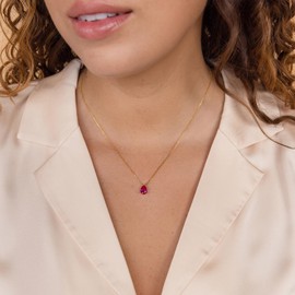 Gold Birthstone Necklace for Women Diamond Necklaces for Women Dainty 18K Gold Plated Diamond CZ Teardrop Pendant Necklace Simple Gold Necklaces for Women Gold Jewelry (2:FEBRUARY Amethyst)