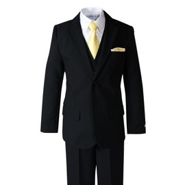 Spring Notion Baby Boys' Modern Fit Dress Suit Set with Necktie and Handkerchief X-Large Black-Yellow