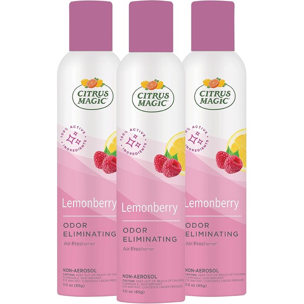 Citrus Magic Odor Eliminating Air Freshener Spray, Lemonberry, 3-Ounce, Pack