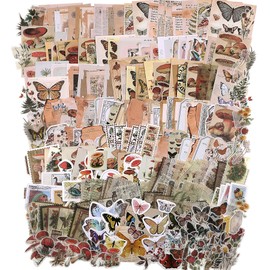 JUNEBRUSHS 324 piezas de pegatinas vintage para álbumes de recortes, suministros de papel para diario, colección retro, Washi, estampación de bricolaje, kits de manualidades, collage, álbum de bala, marcos de fotos y marcos de fotos botánicos (naturaleza