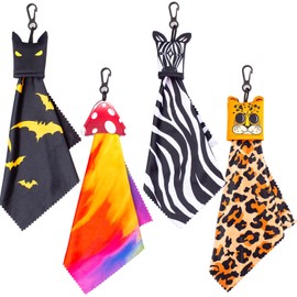 Seabbo Glasses Cleaning Cloth Original Cute Animals, Microfiber Eye Glass Clean Cloths Cleaner Keychain for Eyeglasses Wipes, Camera Cell Phone,Screens, Camera 4PCS