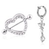 Long Tiantian 2Pcs Butterfly Heart Non-Piercing Belly Button Rings