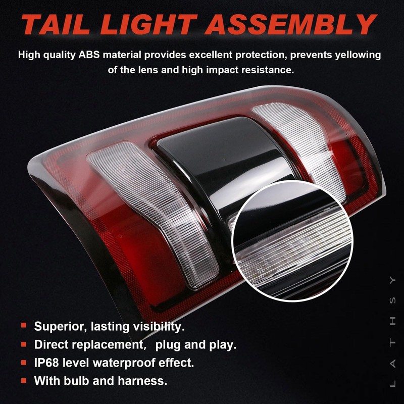 Lathsy LED Tail Light Black Cover w/o Blind Spot Compatible
