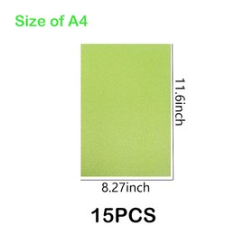 Glitter Cardstock, 250 GSM,15 Sheets, Glitter Paper for Crafts, Birthday and Wedding Party Decorations, Gift Box Packing and Other DIY Projects, 8 X 11.6 Inches 10 Colors (15 green sheets)