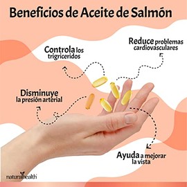 ACEITE DE SALMON NORUEGO OMEGA 3. 1 Frasco con 90 cpsulas de 1.3 g cu con DHA y EPA. NATURAL HEALTH (1)                                               