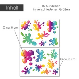 Car Sticker Paint Splashes in Rainbow Colours - Sticker Set Digital Print with UV Protection Laminate for Bicycle Car Truck Motorcycle Moped Hippie Design Weatherproof - kfz_756