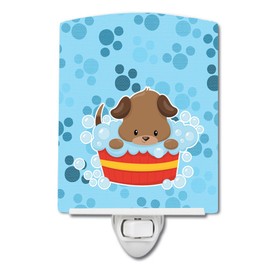 Caroline's Treasures BB7077CNL Puppy Taking a Bath Ceramic Night Light Compact, UL-Certified, Ideal for Bedroom, Bathroom, Nursery, Hallway, Kitchen, 6x4x3, Multicolor