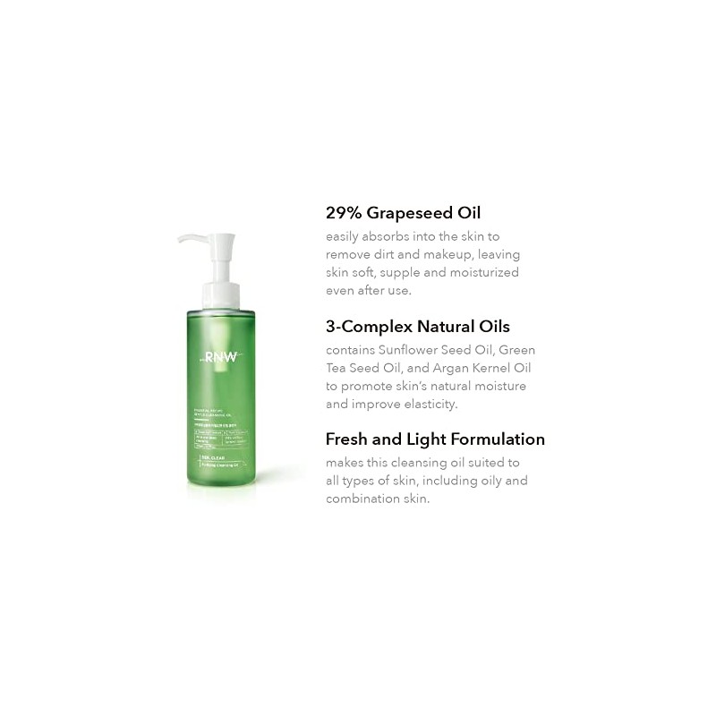 RNW DER. Aceite de limpieza purificante transparente, 200 ml