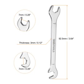 QUARKZMAN Pack of 2 Super Thin Ring Spanner 7 mm Metric Double Ring Spanner 30Cr13 Stainless Steel Quenching Polishing Wrench with 15° and 75° Angle Opening for Car
