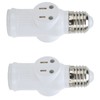 2Pcs 3 Prong Light Socket Adapter Plug White E26 Light