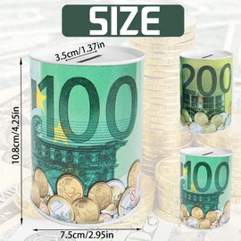 YOUYIKE Pack of 2 Money Boxes, 10 x 7.5 cm Metal Euro Money Box, 100/200 Euro Money Box, Money Box, Saving Banknote, Metal Gift Idea, Ideal for Birthday, Christmas, Anniversary