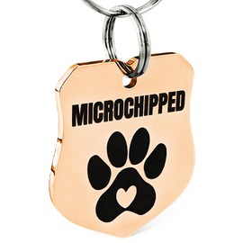 Universal Pet Tag Microchipped Pet Notation Fits All Collar Types Tag Chip Tag for Pets Dog Collar Gift Chip ID (Badge_Rosegold)