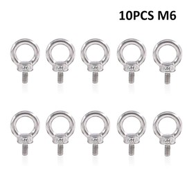 Lependor M6 - tornillo de ojo de elevación de maquinaria métrica, 304 rosca de acero inoxidable para maquinaria de elevación de hombro, 10 piezas M6 (1/4 pulgadas)