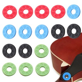 Guitar Strap Locks Gasket Guitar Protector Rubber Strap Locks 16pcs (Red, Black, Blue, Green)