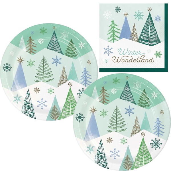 Winter Wonderland Party Supplies | Bundle Includes Paper Dinner Plates