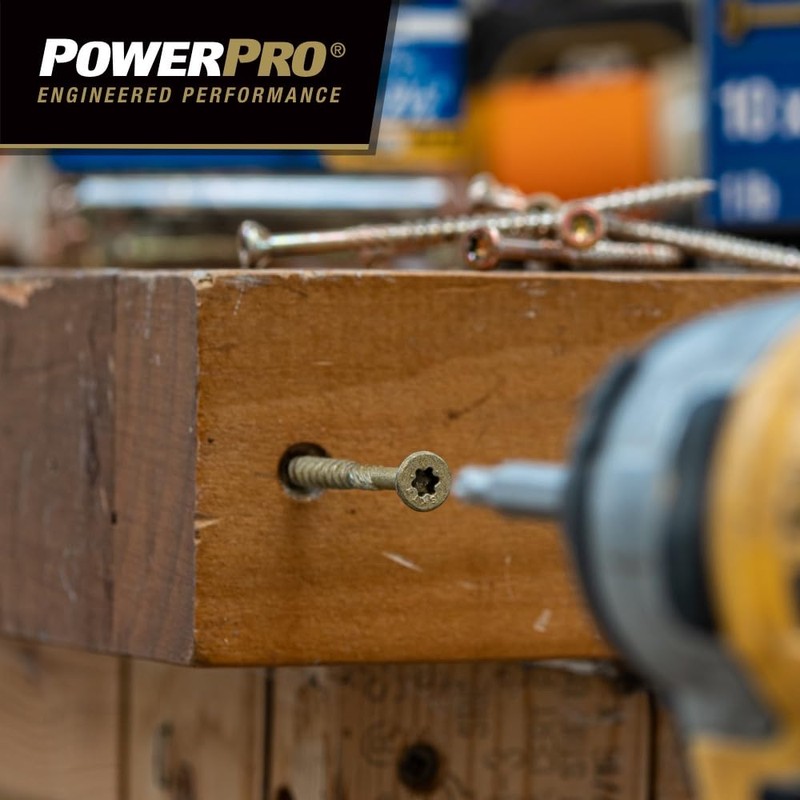 Power Pro Premium Exterior Wood Screws, #8 x 1-1/4"Inch All-Purpose