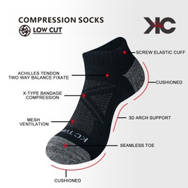 KC-TAHO Anti-odor Low Cut Ankle Socks For Men & Women (4 Pairs) Cushioned Arch Support Socks