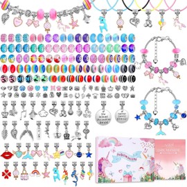 Unbranded 180 Pcs Charm Bracelet Making Kit for Girls, Mckanti Unicorn Mermaid Crafts Gift