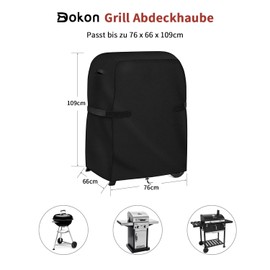 Dokon Weatherproof grill cover, winter proof, 420D Oxford fabric, windproof, anti-UV grill cover, gas grill cover, grill cart cover with handles, 76 x 66 x 109 cm