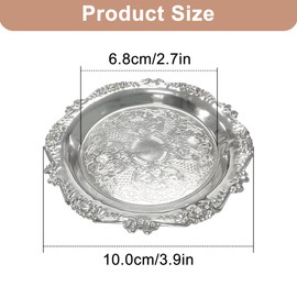 Vintage Silver Key Tray, Small Trinket Tray with Pattern, Decorative Metal Jewellery Dish for Bathroom or Dresser Use