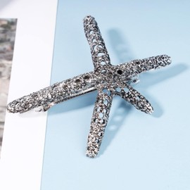 Andelaisi Starfish Hair Clips Hairpin Starfish Hair Barrettes Silver Beach Sea Star Hair Clip Barrette Retro Starfish Hair Headpiece Hair Accessories for Women and Girls Headdress