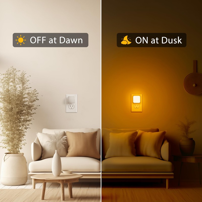 Amber Night Lights Plug into Wall, Nightlights With Light Sensor