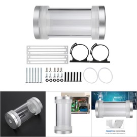 Cooling Accessory PMMA Aluminum Computer Water Cooled Cylinder Water Tank for Heat Dissipation(Silver )