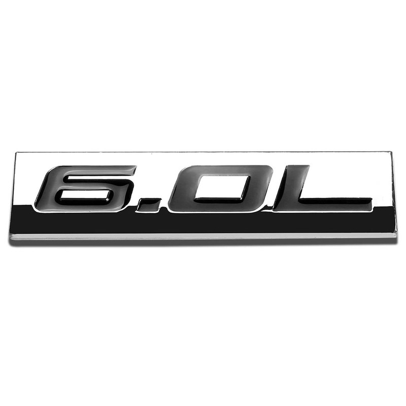 Auto Dynasty Chrome Finish Metal Emblem 6.0L Badge, (Black Letter)