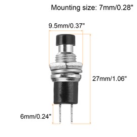MECCANIXITY 10 Pcs 1A 250V AC 7mm Mini Momentary Push Button Switch SPST NO Black Switch Button with Soldering Foot for Electronic Devices