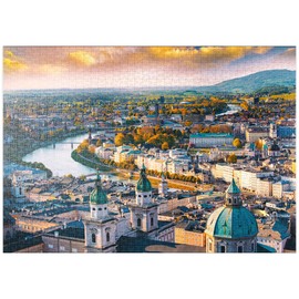 MyPuzzle Beautiful Panoramic View of Salzburg with Salzach in Beautiful Golden Evening Light - Premium 1000 Piece Puzzle - MyPuzzle Special Collection by Puzzle Galaxy