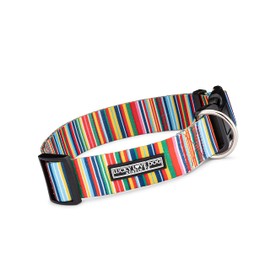 Lucky Love Dog Wide Dog Collar - Adjustable, Durable, Soft Webbing, & Comfortable 1.5 inch Wide Collar for Dogs Male and Female - in Hippie Pattern with Strong Buckle, X-Large Size
