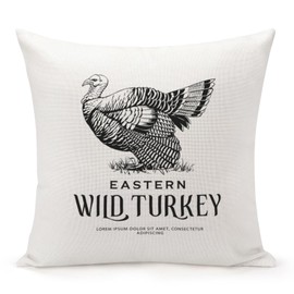 Jiaopenyou Throw Pillow Cover 18x18 Inch,Eastern Thanksgiving Wild Turkey Throw Pillow Case,Home Decor Cushion Covers for Sofa Living Room Couch Bed