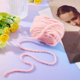 KISSITTY 20 Yards 1/4 Inch Plush Yarn for Crocheting,Sweet Snuggles Lite Yarn,Premier Big Twist Yarns Blanket Ribbon Chenille Yarns for Crocheting Clothes Weaving Craft Sewing Bowknot Making,Pink