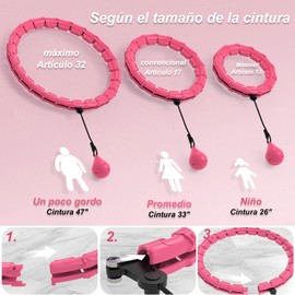 STRDIT Smart Weighted Hula Hoop, Aro de Fitness Infinito Ajustable y Desmontable, Círculo de Hula con Peso con 32 Eslabones, para Ejercicio de Cintura y Abdominales (Rosa)