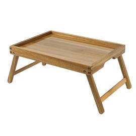 VaeFae Acacia Bed Table Tray, Wooden Breakfast Tray with Folding Legs, Bed Tray for Eating and Laptop, Eating Trays for Bedroom