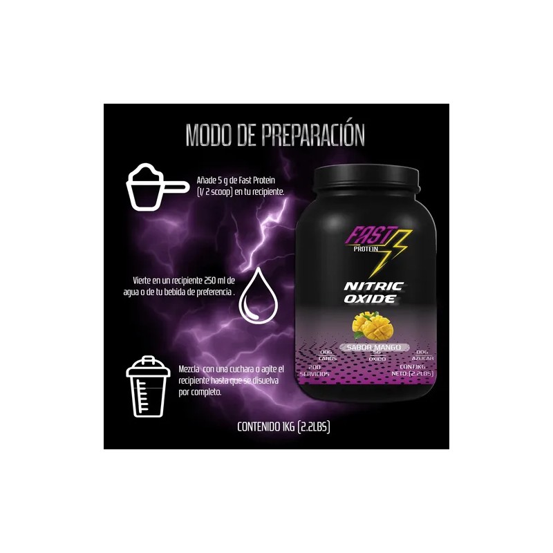 Óxido Nítrico Fast Suplement 1kg 200 Serv Varios Pre Entreno