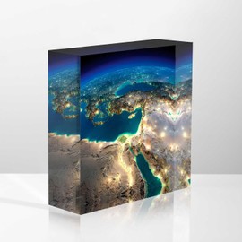 NOHSHE Desktop Decoration City Night View Illuminated By Moonlight Acrylic Desk Plaque Sign Congratulations Presents Appreciation,Presents for the Boss, Father's Day Presents